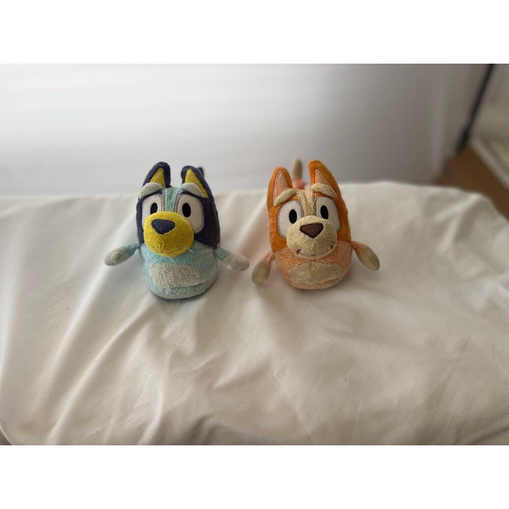 Bluey & Bingo 3D Plush Toddler Slippers Size 5/6 Slip-On House Shoes Blue Orange